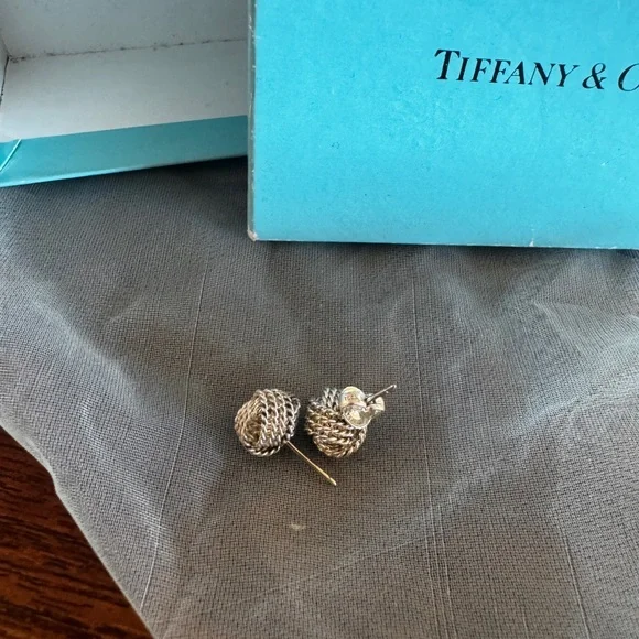 Tiffany & Co. Silver Twist Earrings - Picture 2 of 4